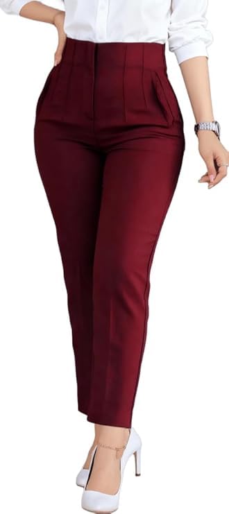BIRW Womens High Waisted Pants 2026 Trendy Skinny Business Work Casual Pencil Trousers with Pockets