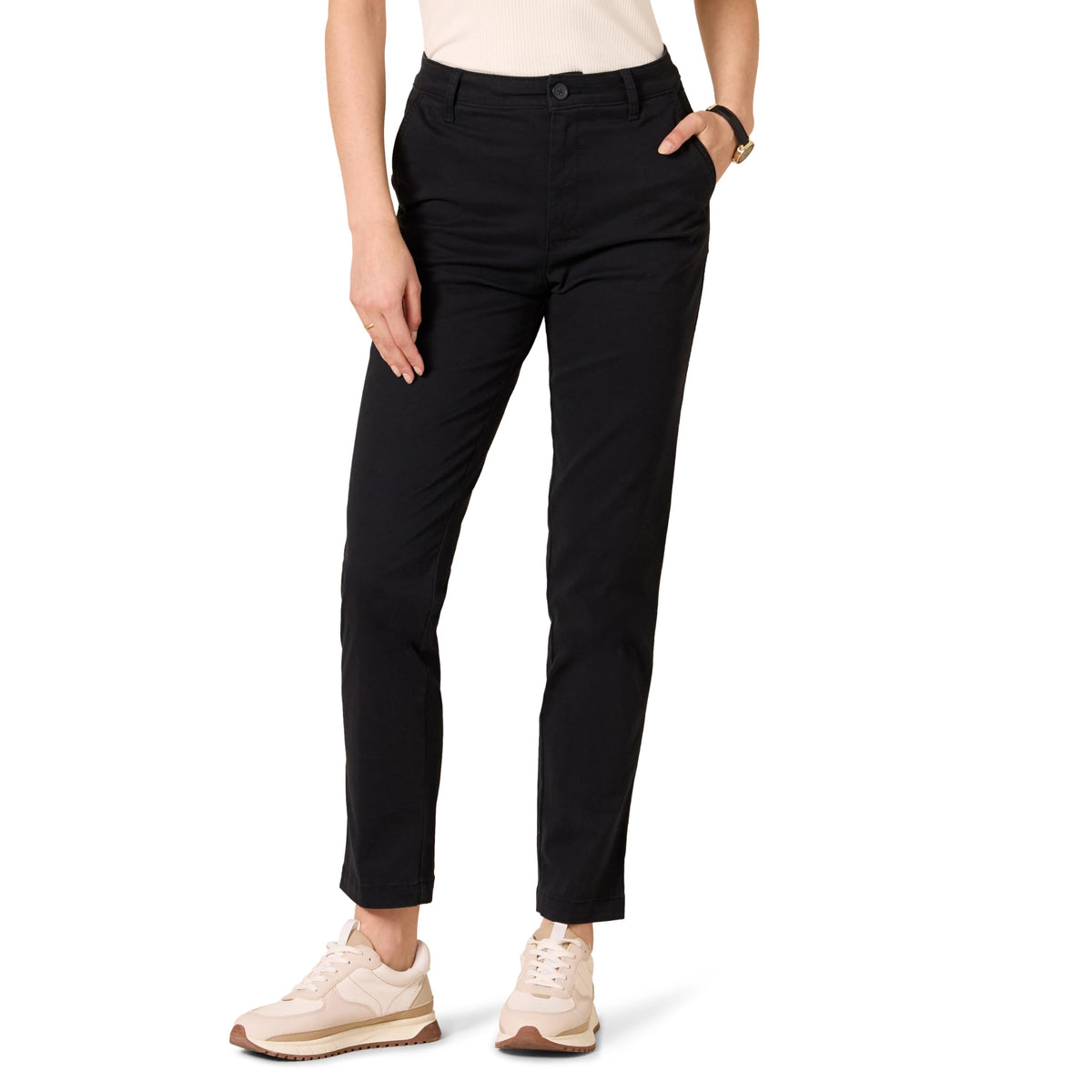 Amazon Essentials Women's High-Rise Slim-Fit Full-Length Straight-Leg Khaki Pant