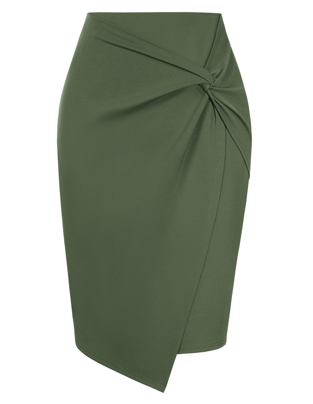 Kate Kasin Women Stretch Knee Length Pencil Skirt, Wrap High Waist Skirts