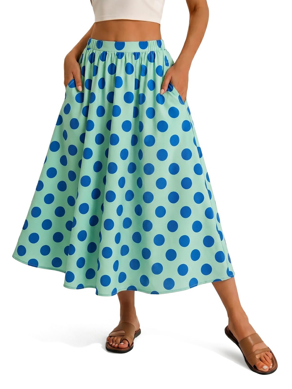 Cicy Bell Womens Summer Striped Maxi Skirts A-Line Beach Vacation Outfits