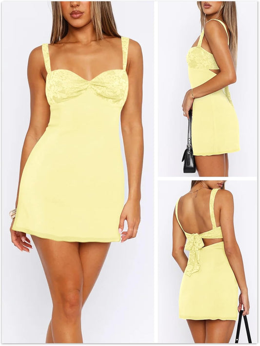 MIYIEONZ Women Summer Mini Dress Formal Going Out Short Dresses