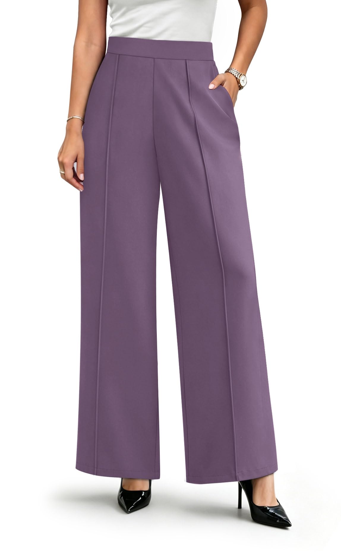 WIHOLL Wide Leg Dress Pants for Women Business Casual Outfits Work Slacks