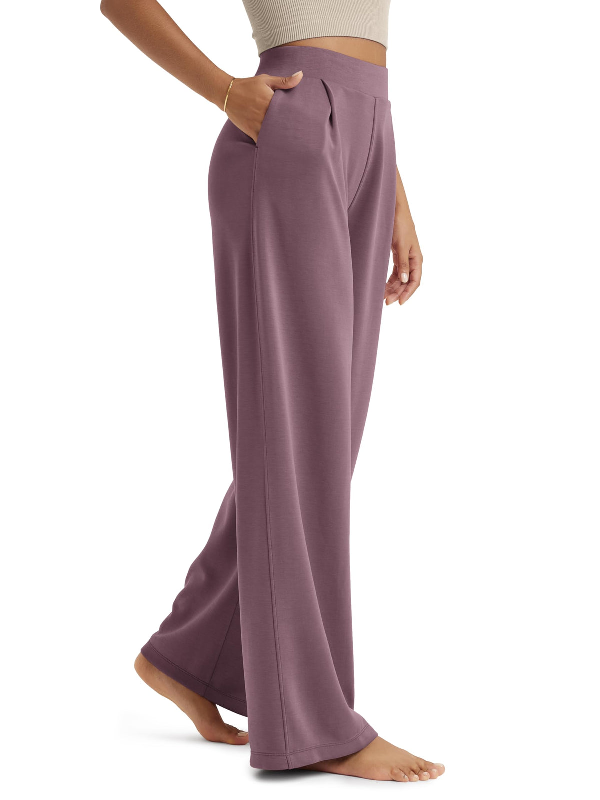 ODODOS Modal Soft Wide Leg Pants for Women High Waist Casual Relaxed Pants with Pockets-27/29"/ 31" Inseam
