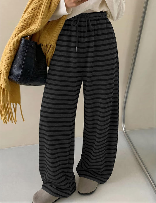 TARSE Women's Striped Barrel Pants Wide Leg Lounge Pants