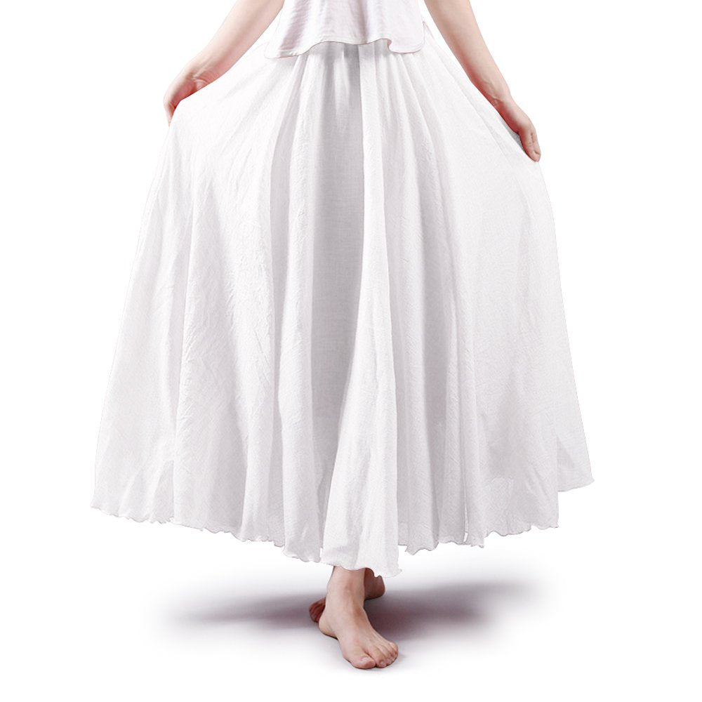 OCHENTA Boho Cotton Maxi Skirts Flowy Long A Line Skirt for Women S-L&Girls
