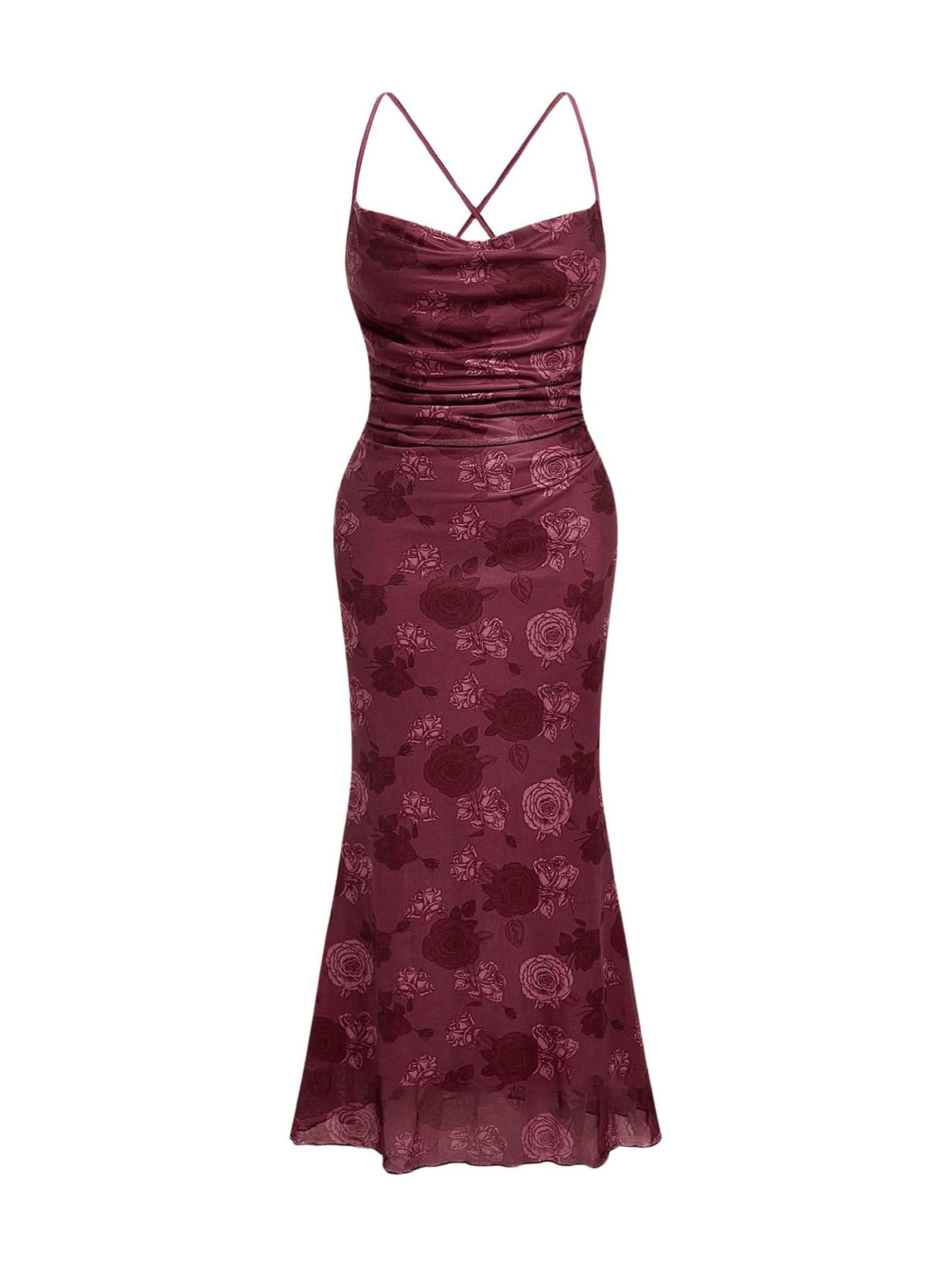 SOLY HUX Women's Floral Mesh Cami Dress Cocktail Wedding Guest Long Dresses