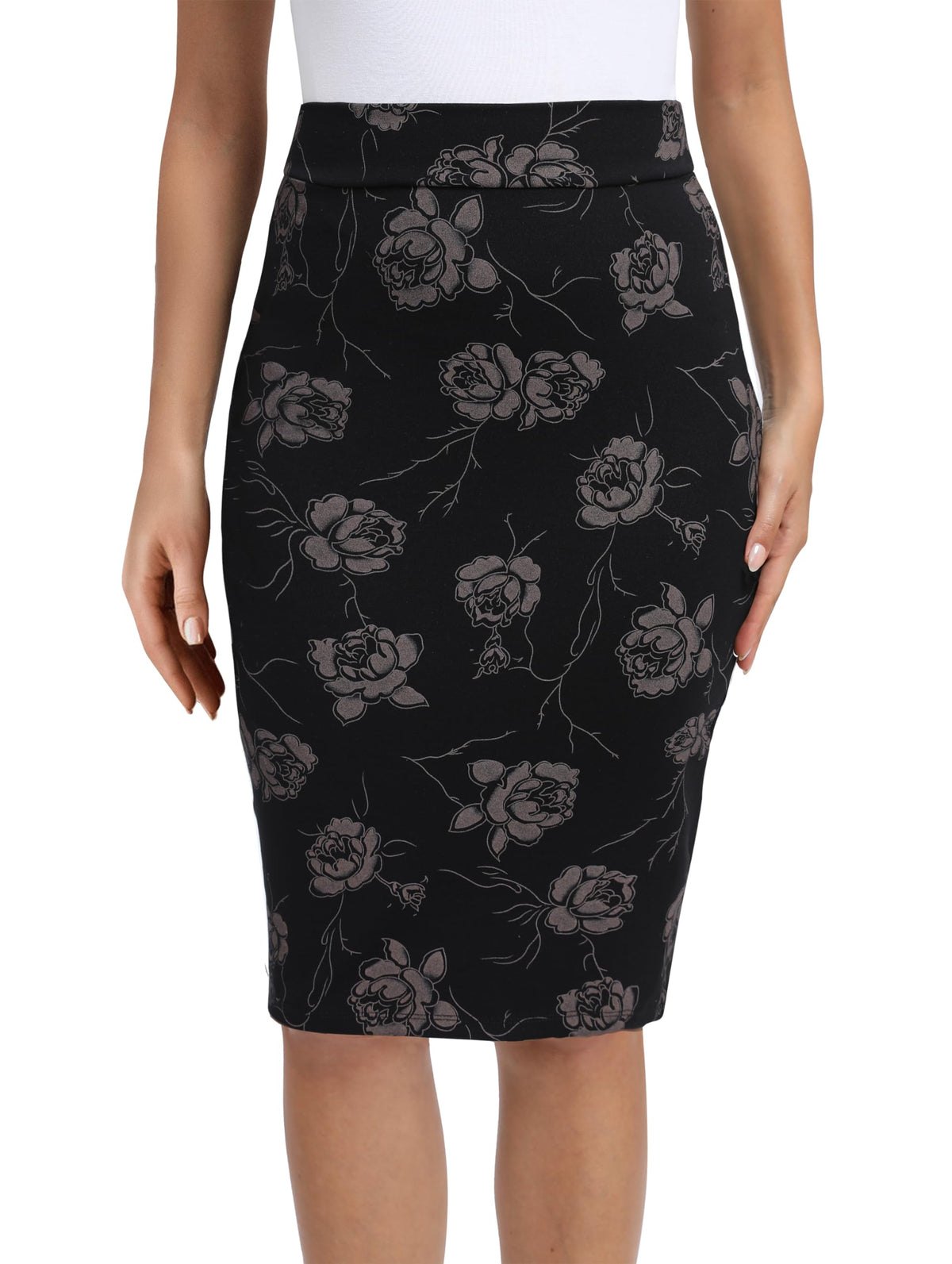 Urban CoCo Women's Elastic Waist Stretch Bodycon Midi Pencil Skirt