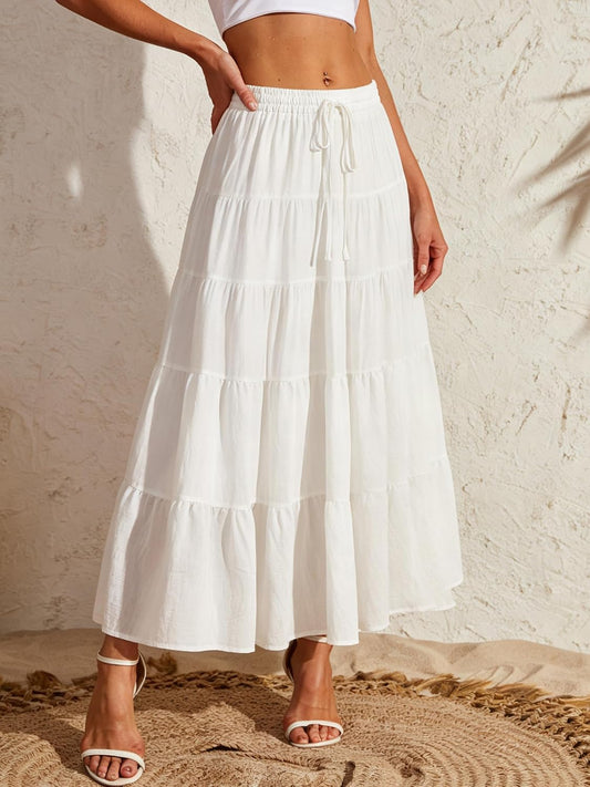 Maxi Skirts for Women Boho Flowy Tiered Elastic Waist A Line Long Skirts