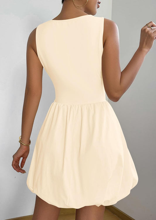 PRETTYGARDEN Womens Summer Bubble Sleeveless Mini Dress
