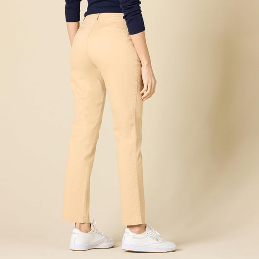 Amazon Essentials Women's High-Rise Slim-Fit Full-Length Straight-Leg Khaki Pant
