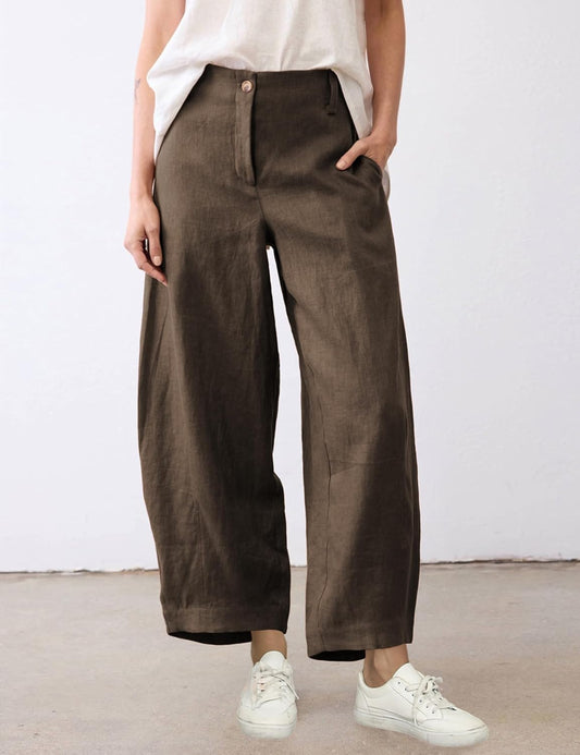 Tanming Women's Cotton Linen Barrel Pants Wide Leg Trousers