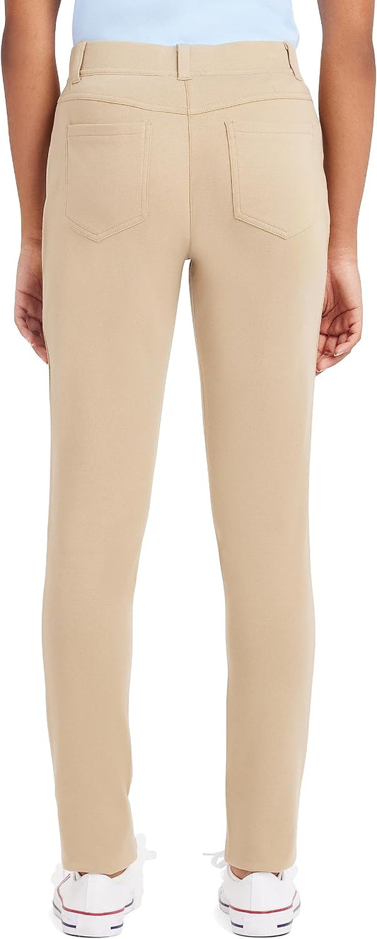 Nautica Women's Juniors Uniform Skinny Leg Jegging, Flat Front Style with Zipper Closure, Functional Pockets