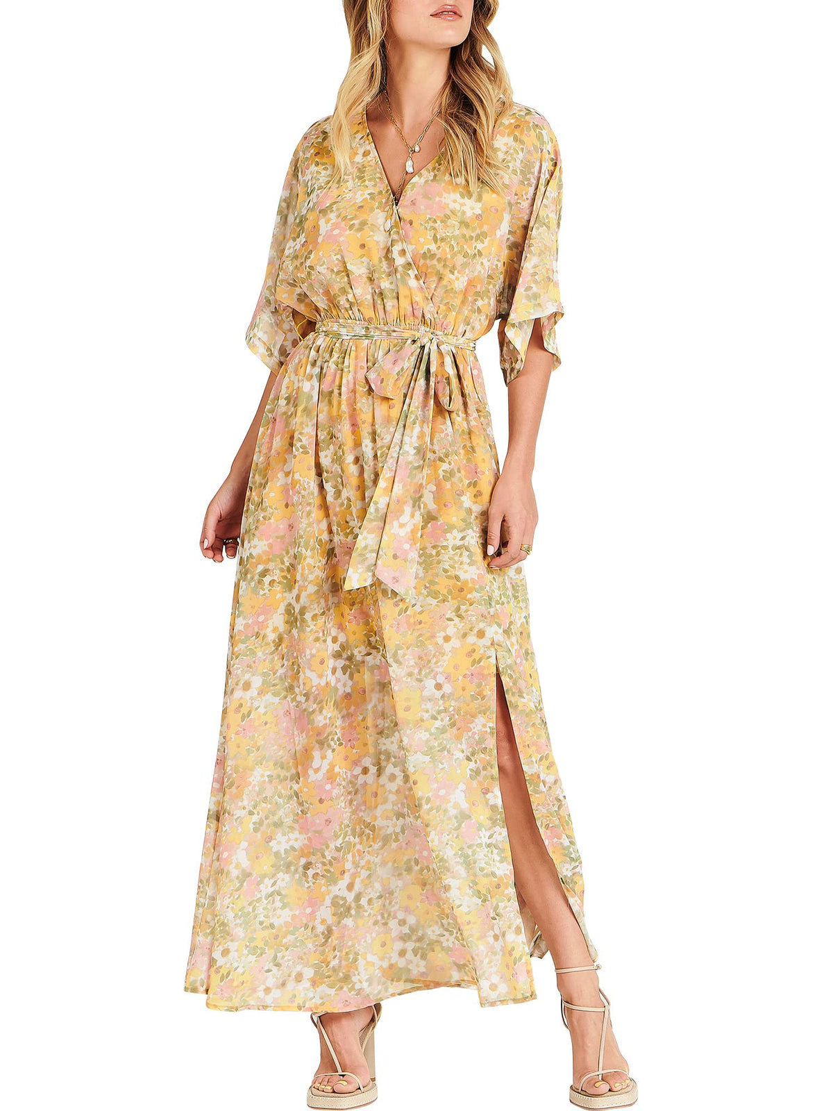 ANRABESS Womens Boho Floral Wedding Guest Maxi Dress