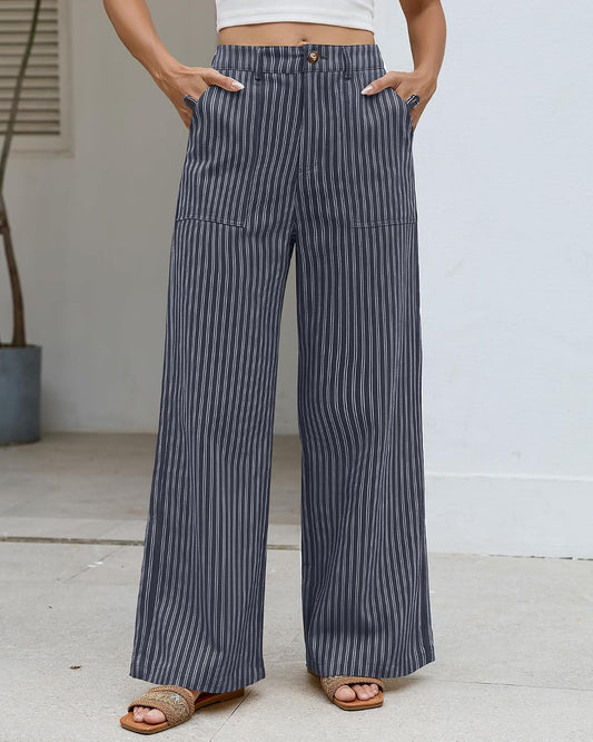 Bsubseach Womens Cotton Linen Pants Wide Leg Work Casual Pants