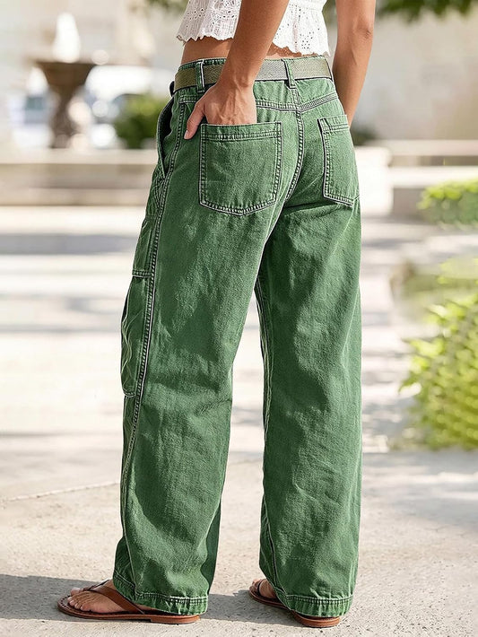 Flamingals Mid Rise Wide Leg Pants for Women