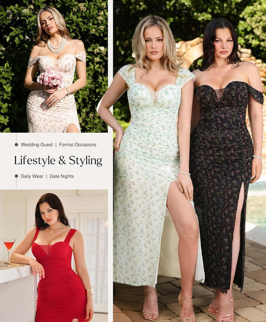 Popilush Women's Off the Shoulder Formal Wedding Guest Maxi Dress