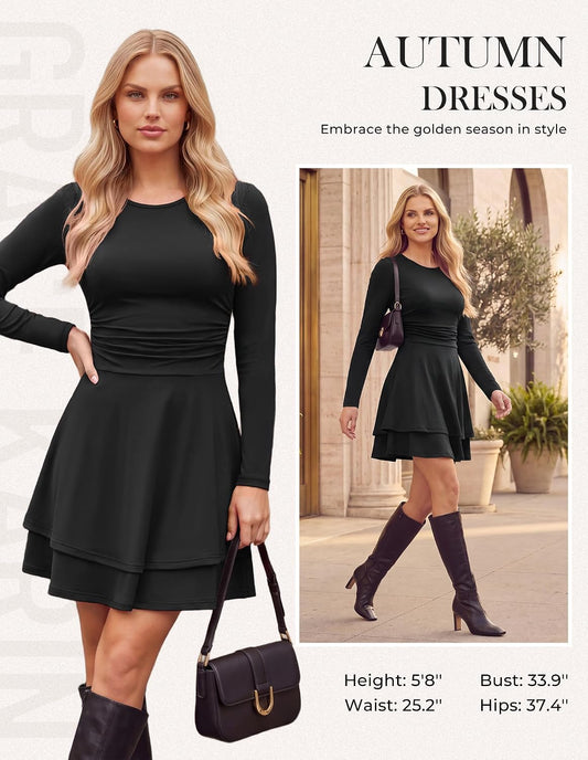 GRACE KARIN 2026 Womens Fall Long Sleeve Party Mini Dresses with Pockets