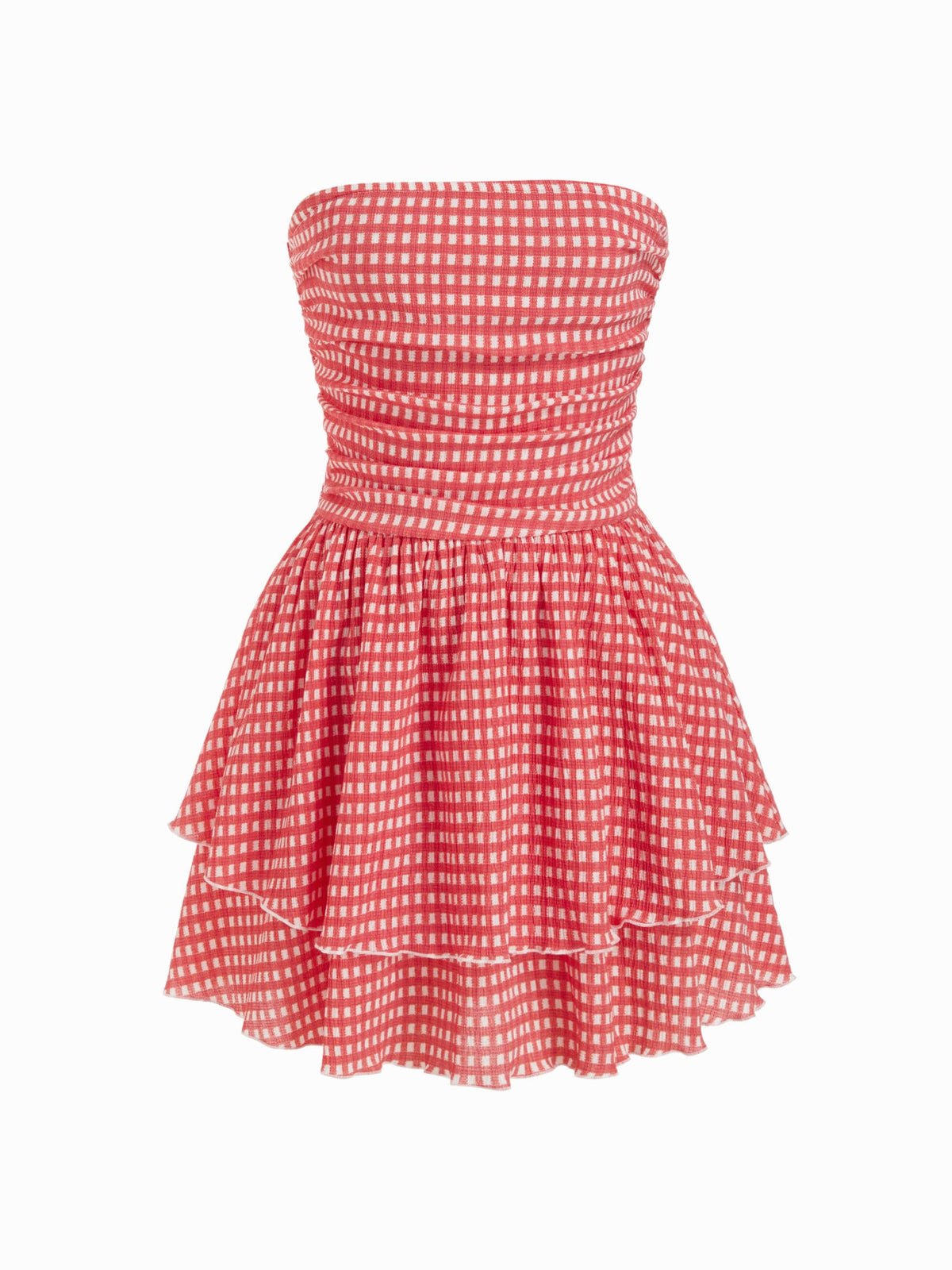 CIDER Women's Summer Cocktail Dress - Tube Ruched Ruffle Mini Dress