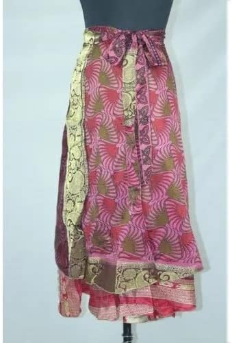 Boho Sari Silk Long Wrap Skirts - Set of 1 Multi
