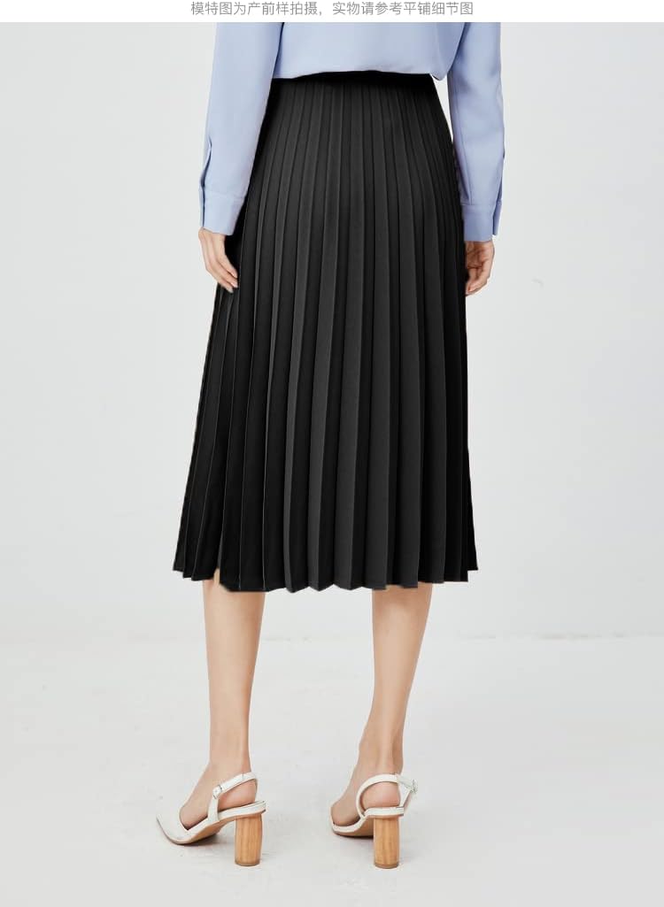 GOLDSTITCH Women's High Waist Pleated Skirt A line Swing Midi Skirt