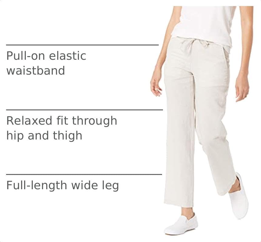 Amazon Essentials Women's Linen Blend Drawstring Relaxed Fit Wide Leg Pants (Available in Plus Size)