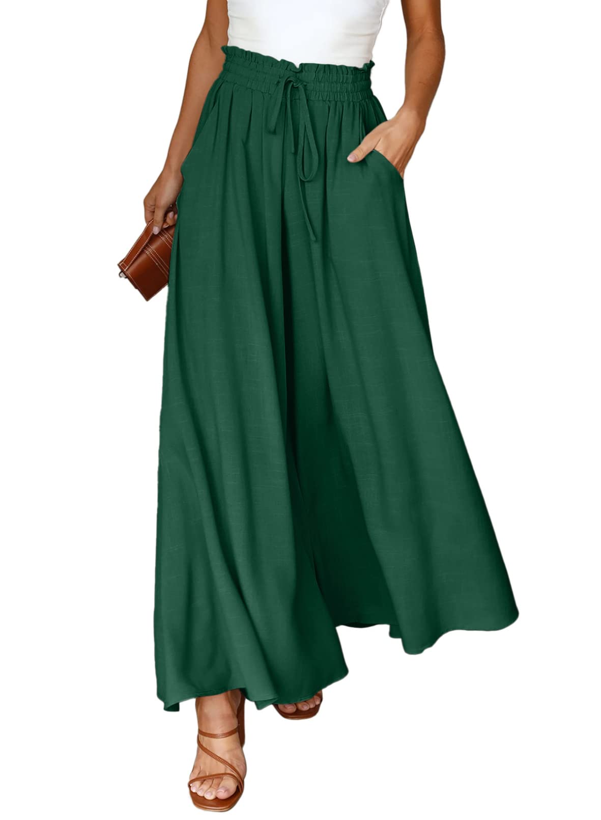 Dokotoo Wide Leg Pants for Women Casual Elastic Waist Drawstring Pants