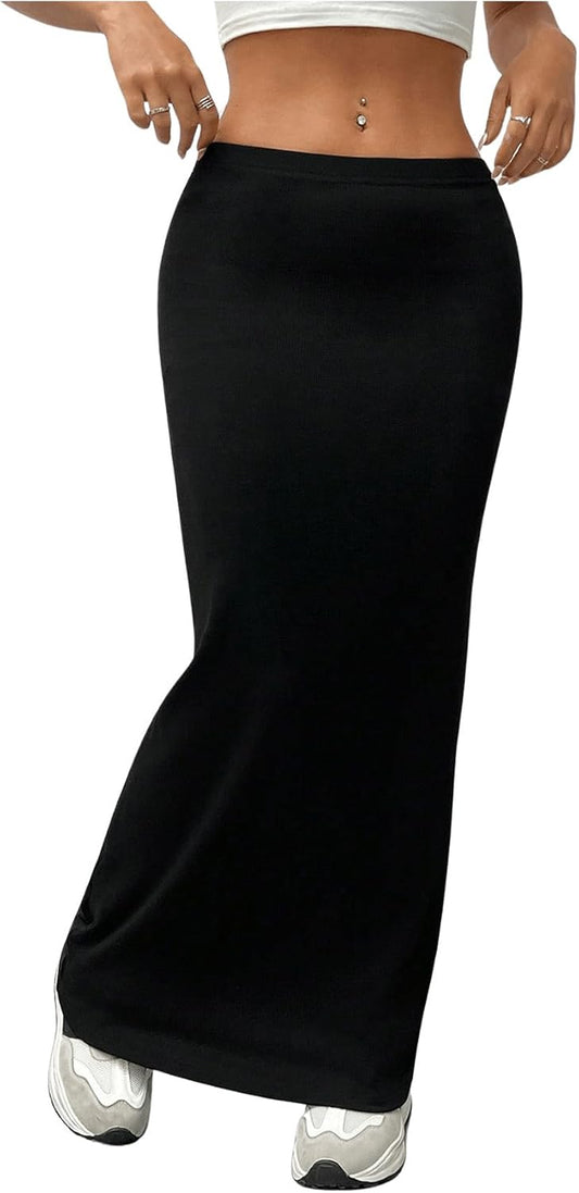 GORGLITTER Women's Trendy Pencil Long Maxi Skirts High Waisted Skirt