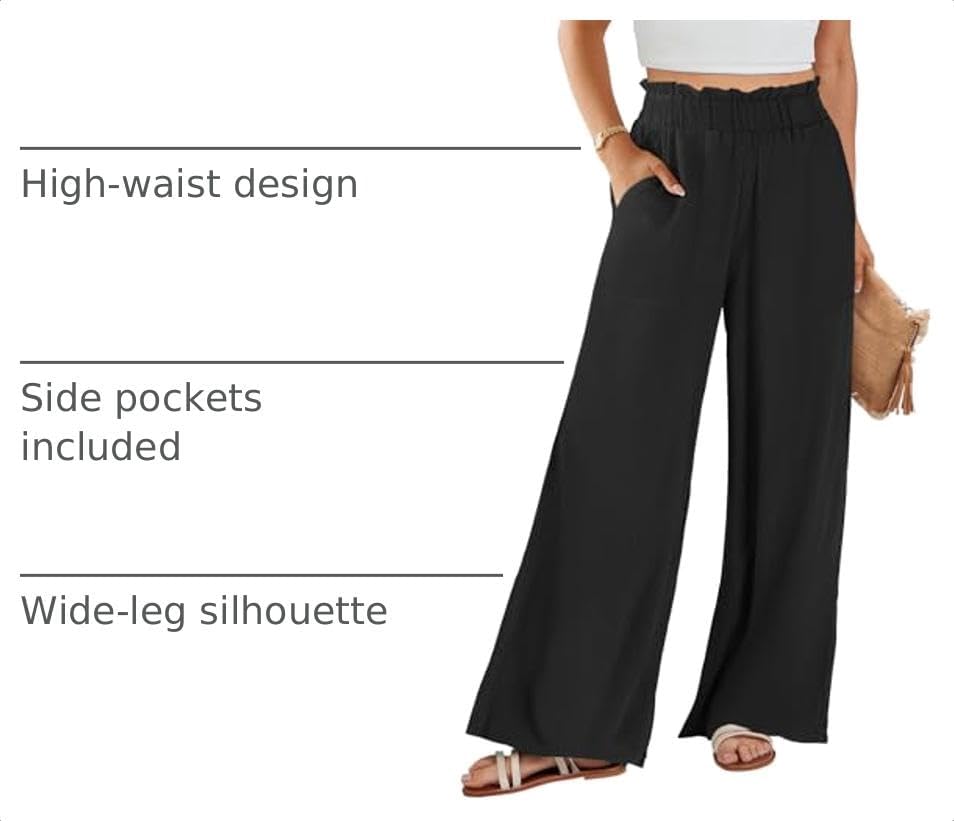 ANRABESS Womens Linen Pants 2026 Summer Casual Loose Wide Leg Palazzo Pants High Waist Flowy Beach Trousers Work Outfits