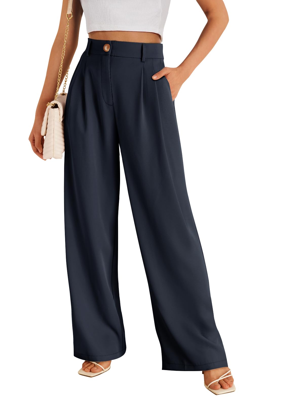 LILLUSORY Womens Wide Leg Dress Work Flowy Pants Business Casual Outfits