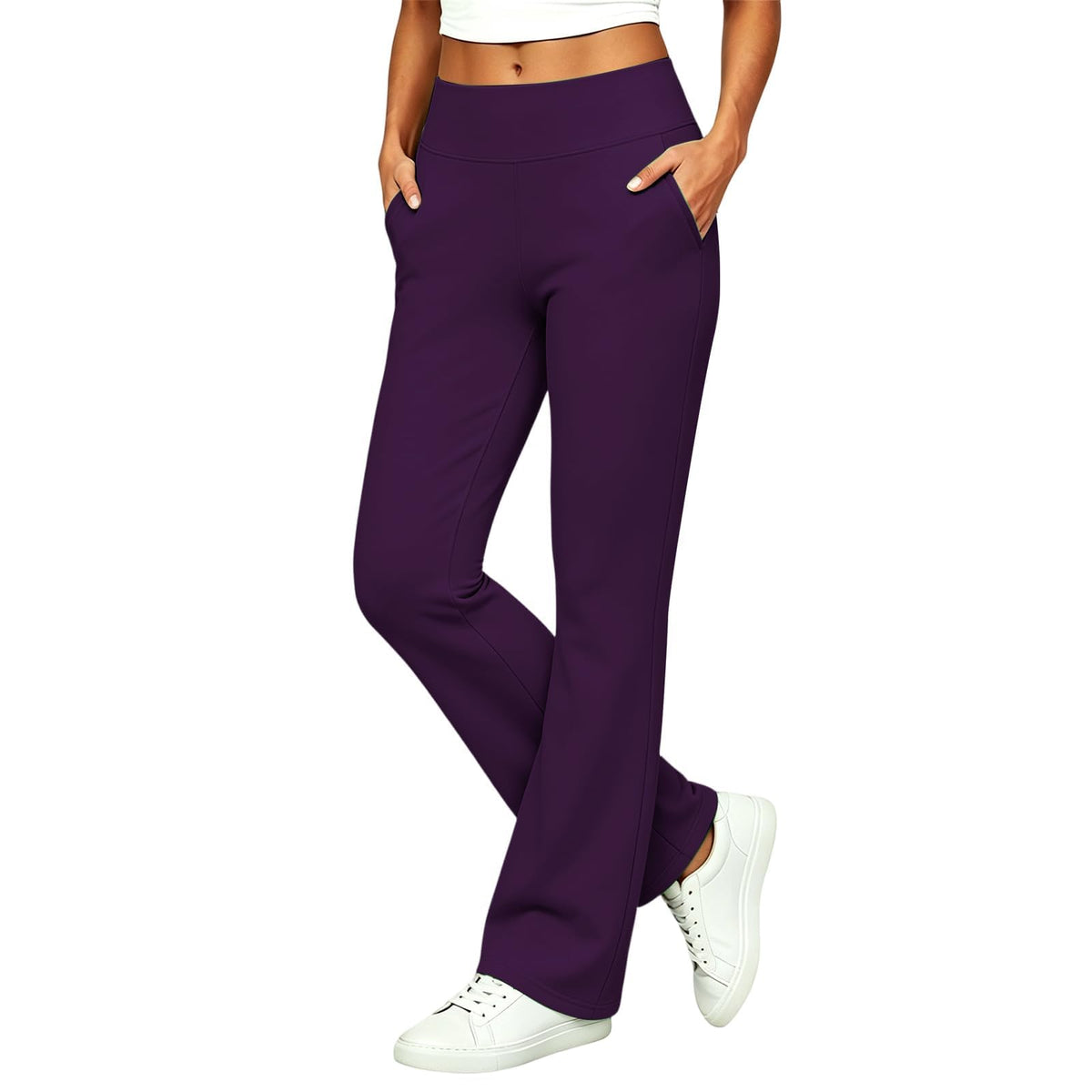 Womens High Waisted Dress Pants Elastic Waist Office Work Trousers