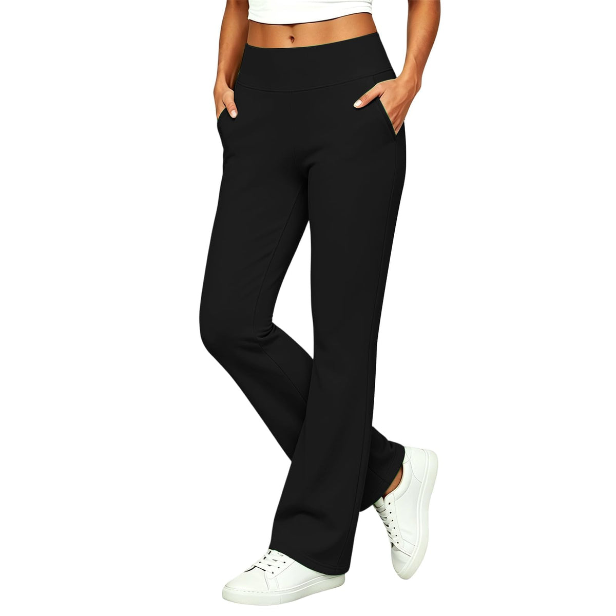 Womens High Waisted Dress Pants Elastic Waist Office Work Trousers