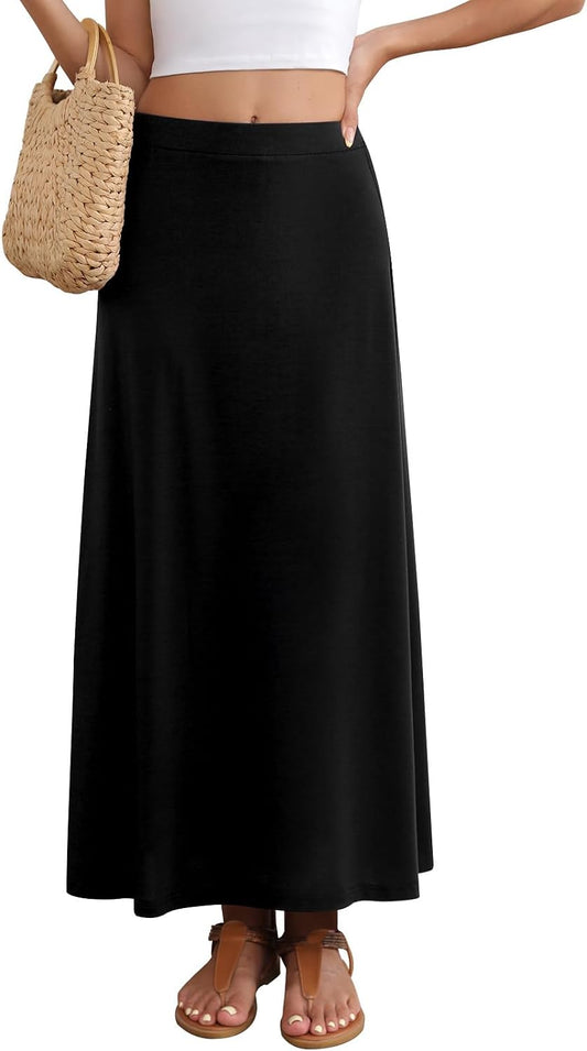 Women's Maxi Skirt Flowy A-line Casual Long Skirts S-2XL
