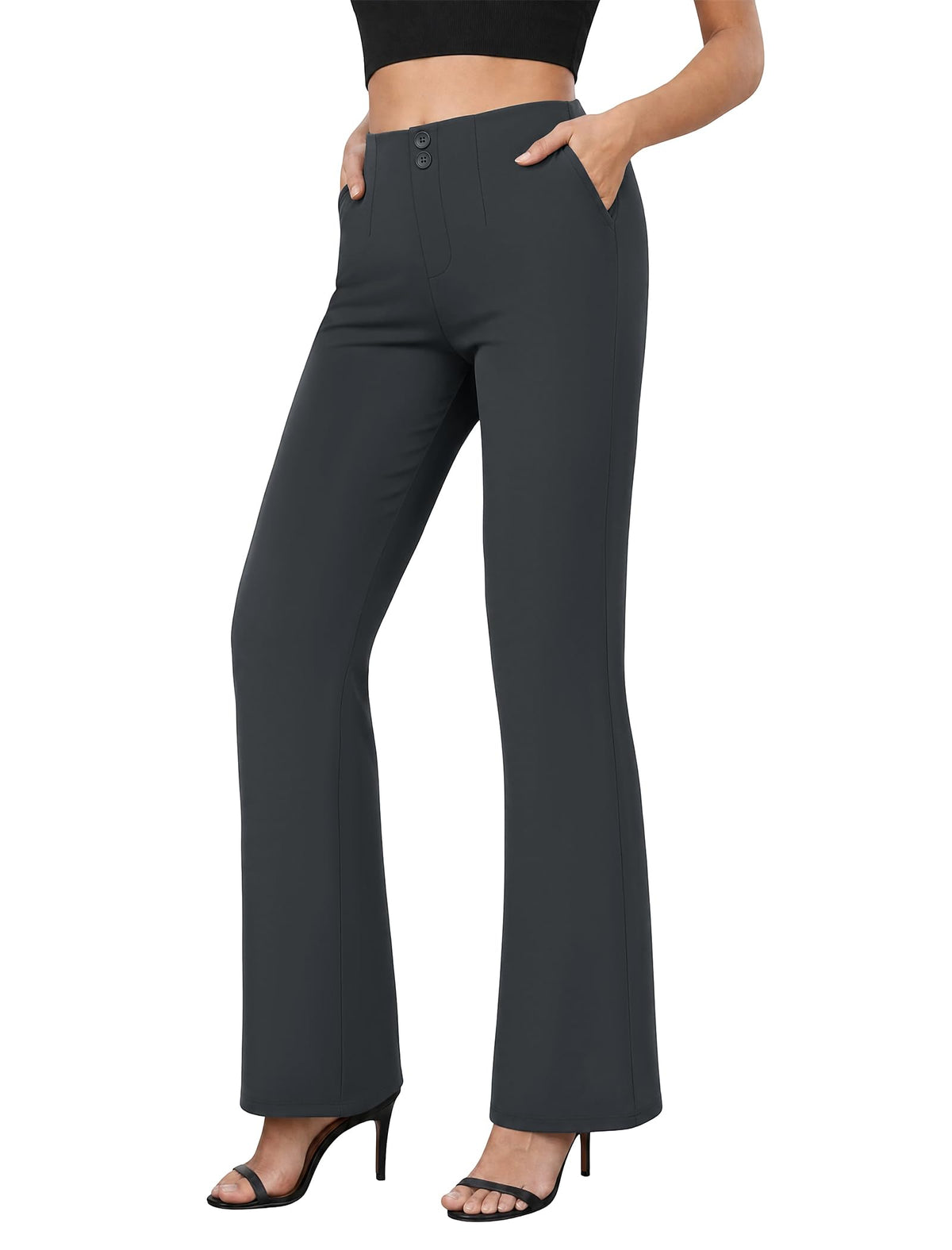 COPYLEAF Dress Pants Women Stretchy Work Pants Casual Flare Pull On Slacks