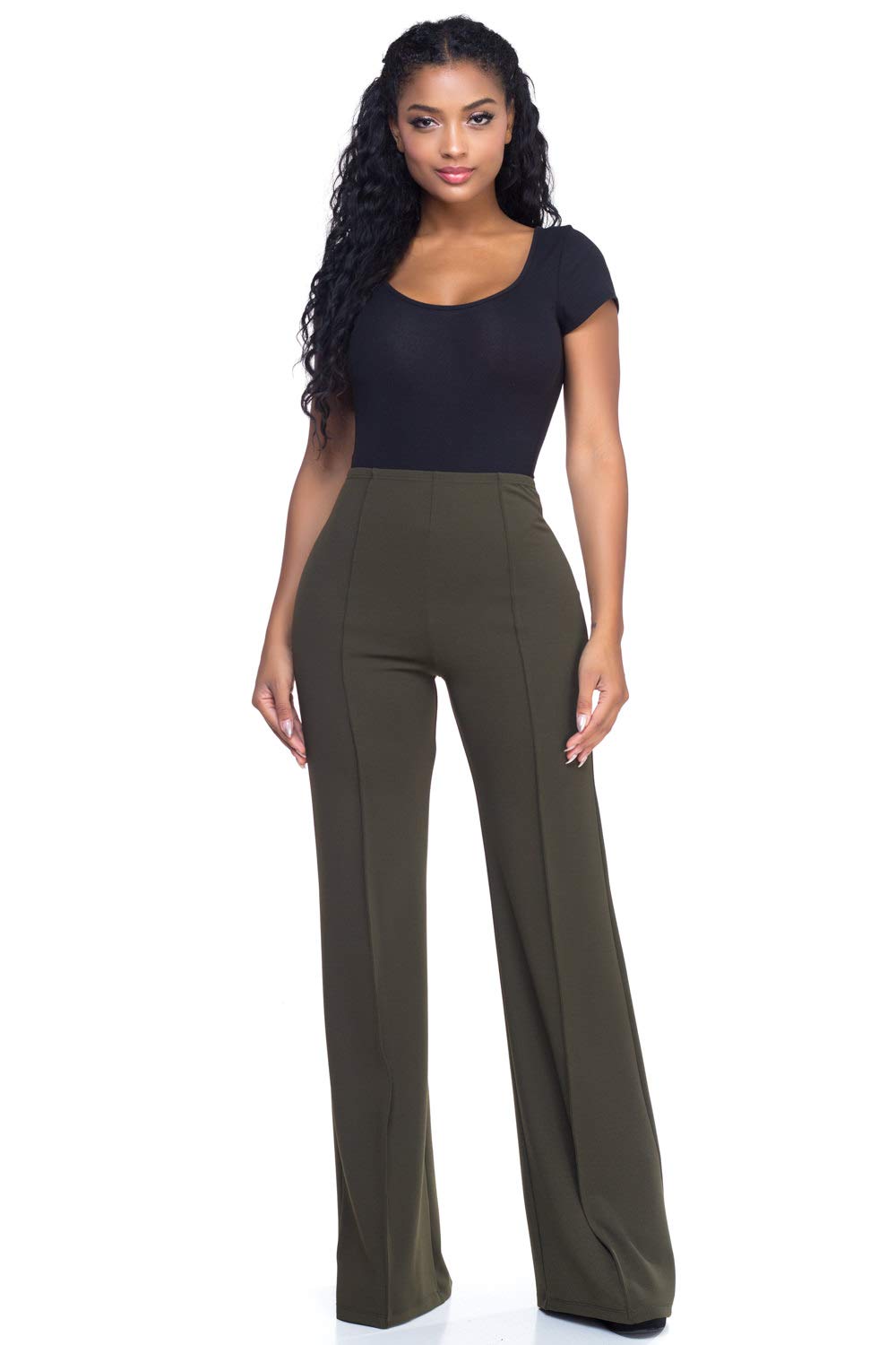 Cemi Ceri Women’s High Waist Wide Leg Dress Pants – Flared Business Slacks for Office, Work & Casual Wear, Stretch Comfort