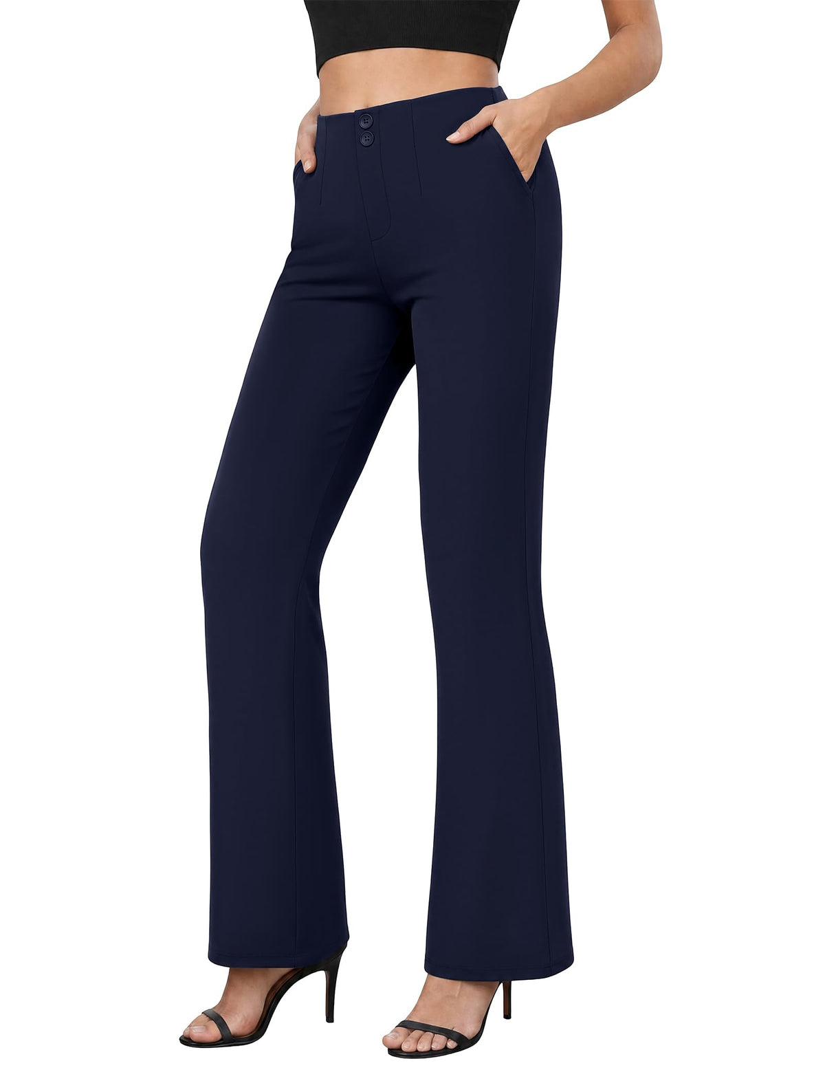 COPYLEAF Dress Pants Women Stretchy Work Pants Casual Flare Pull On Slacks