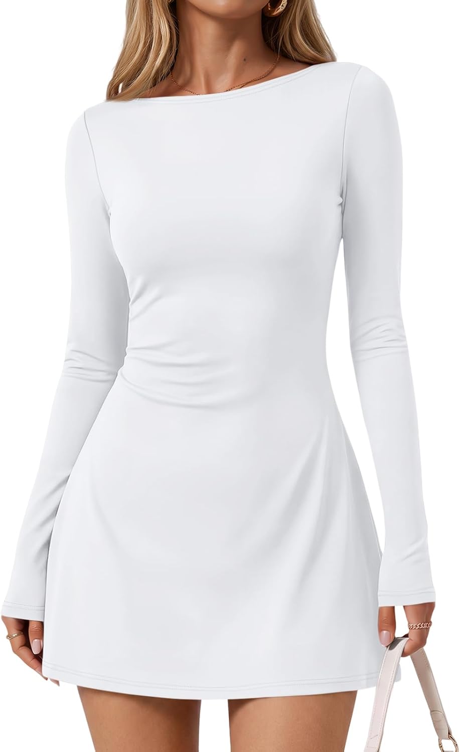 Trendy Queen Womens 2026 Fall Mini Dresses Long Sleeve Bodycon Y2K Dress