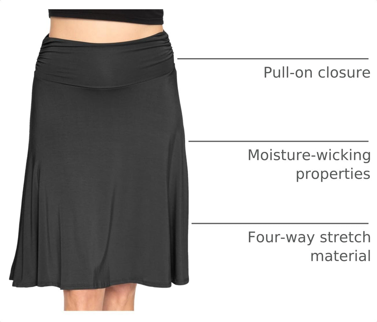 STRETCH IS COMFORT Women's & Plus Size Knee and Ankle Length Ruched Waist Flowy Skirt | Soft & Lightweight | Sizes S - 5X