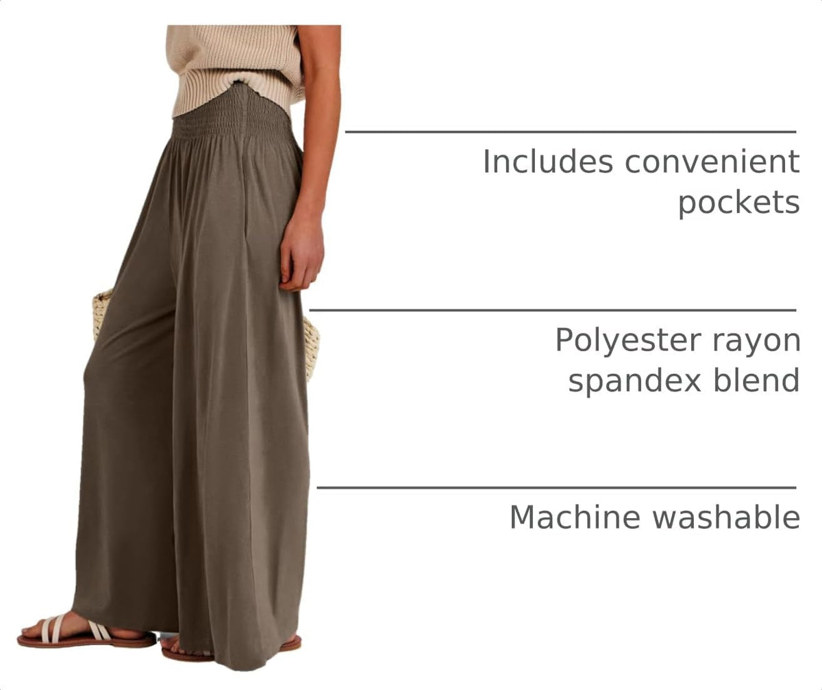 ANRABESS Women Summer Casual Wide Leg Palazzo Pants with Pockets