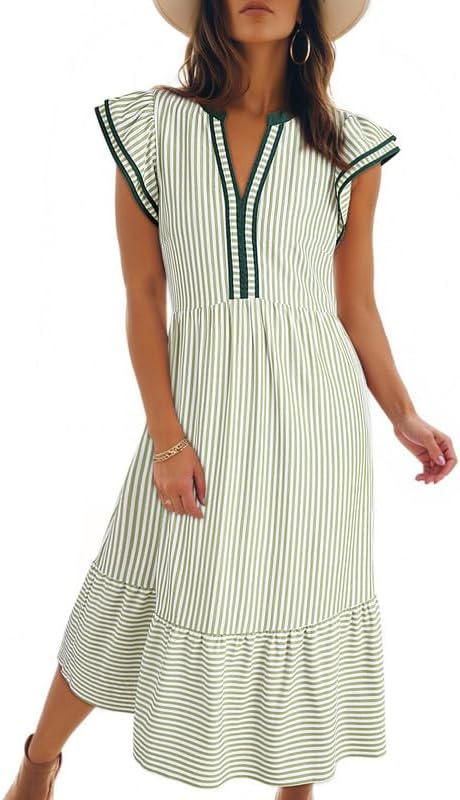 Dokotoo Womens Dresses 2026 V-Neck Cap Sleeve Empire Waist Dress