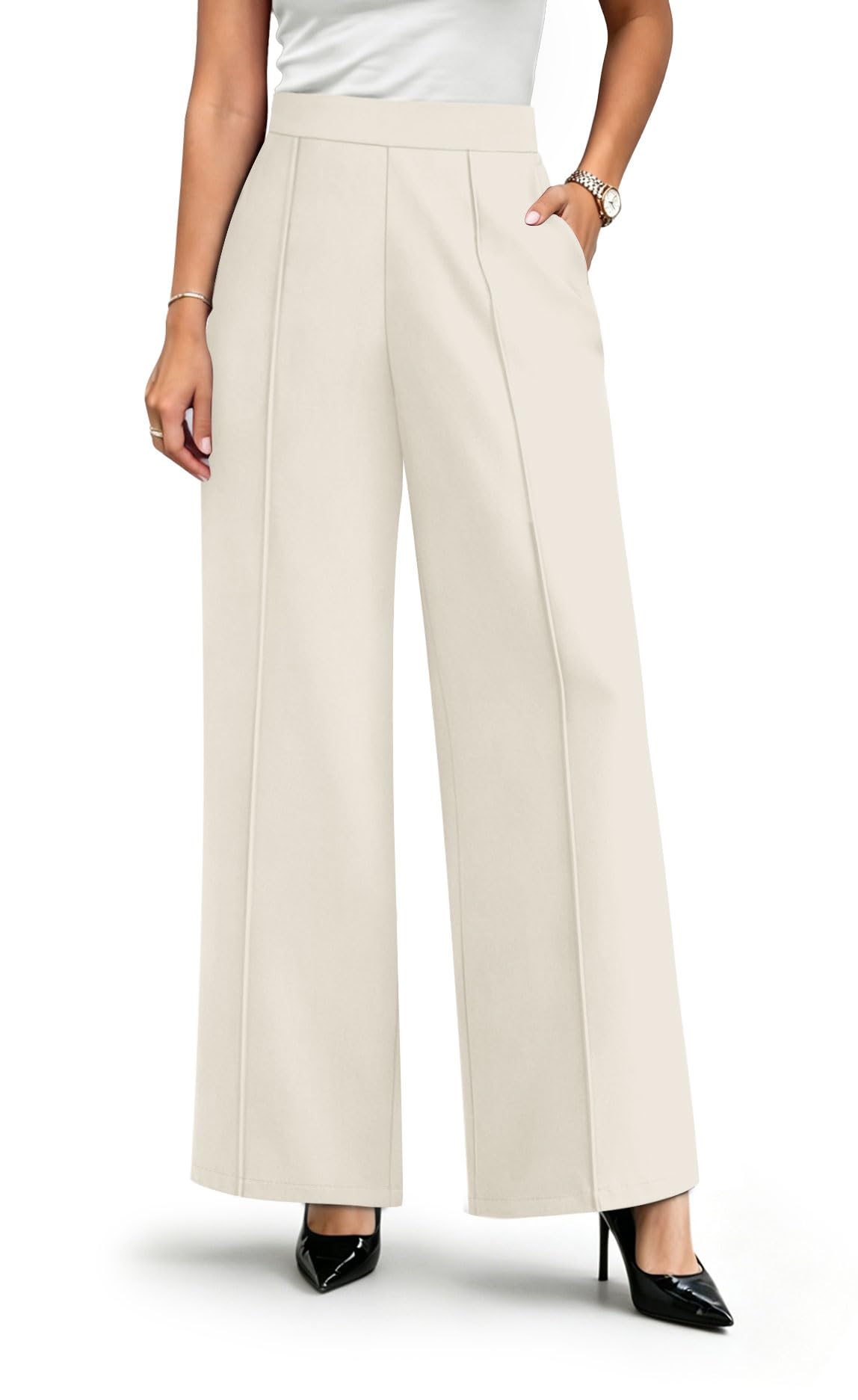 WIHOLL Wide Leg Dress Pants for Women Business Casual Outfits Work Slacks