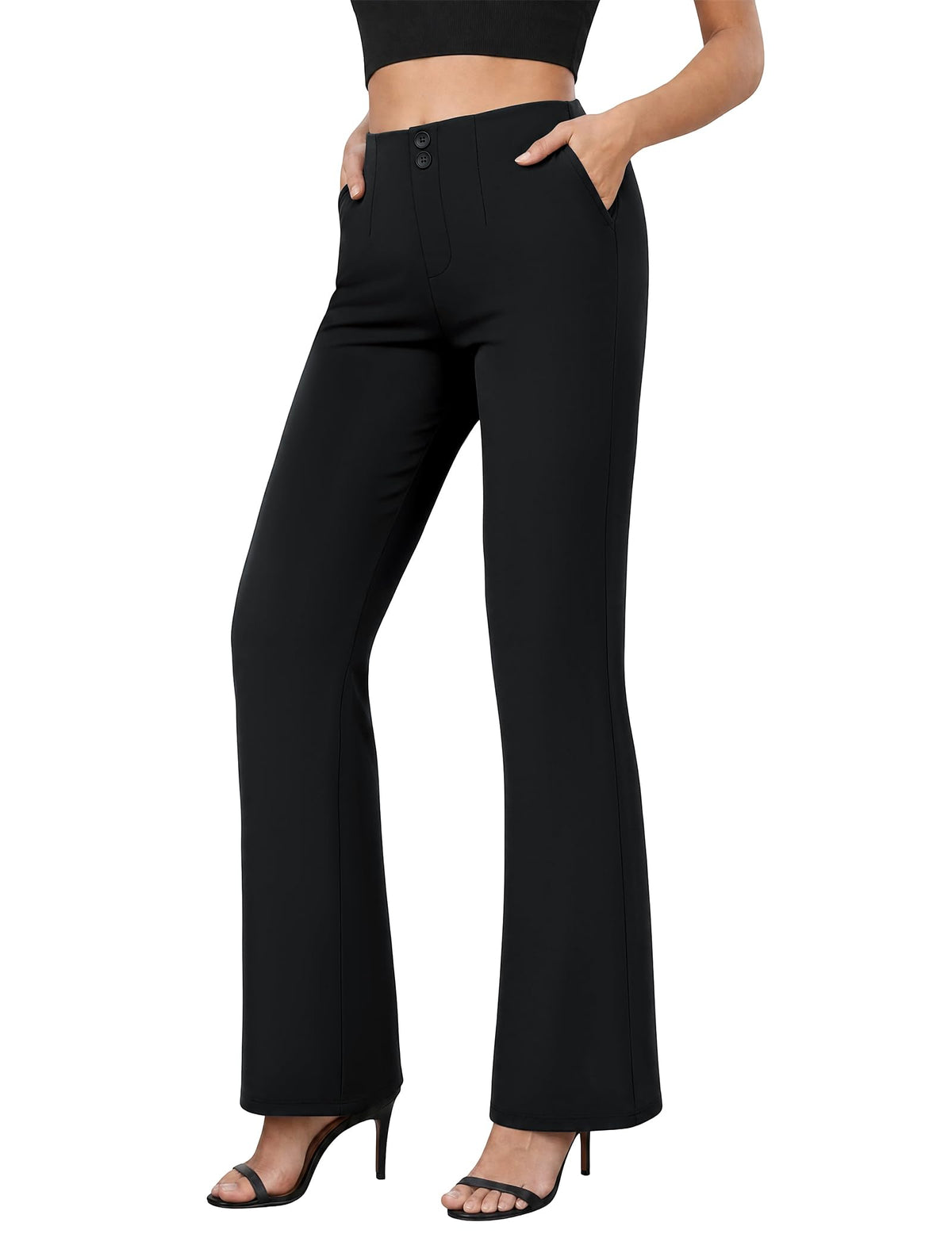 COPYLEAF Dress Pants Women Stretchy Work Pants Casual Flare Pull On Slacks