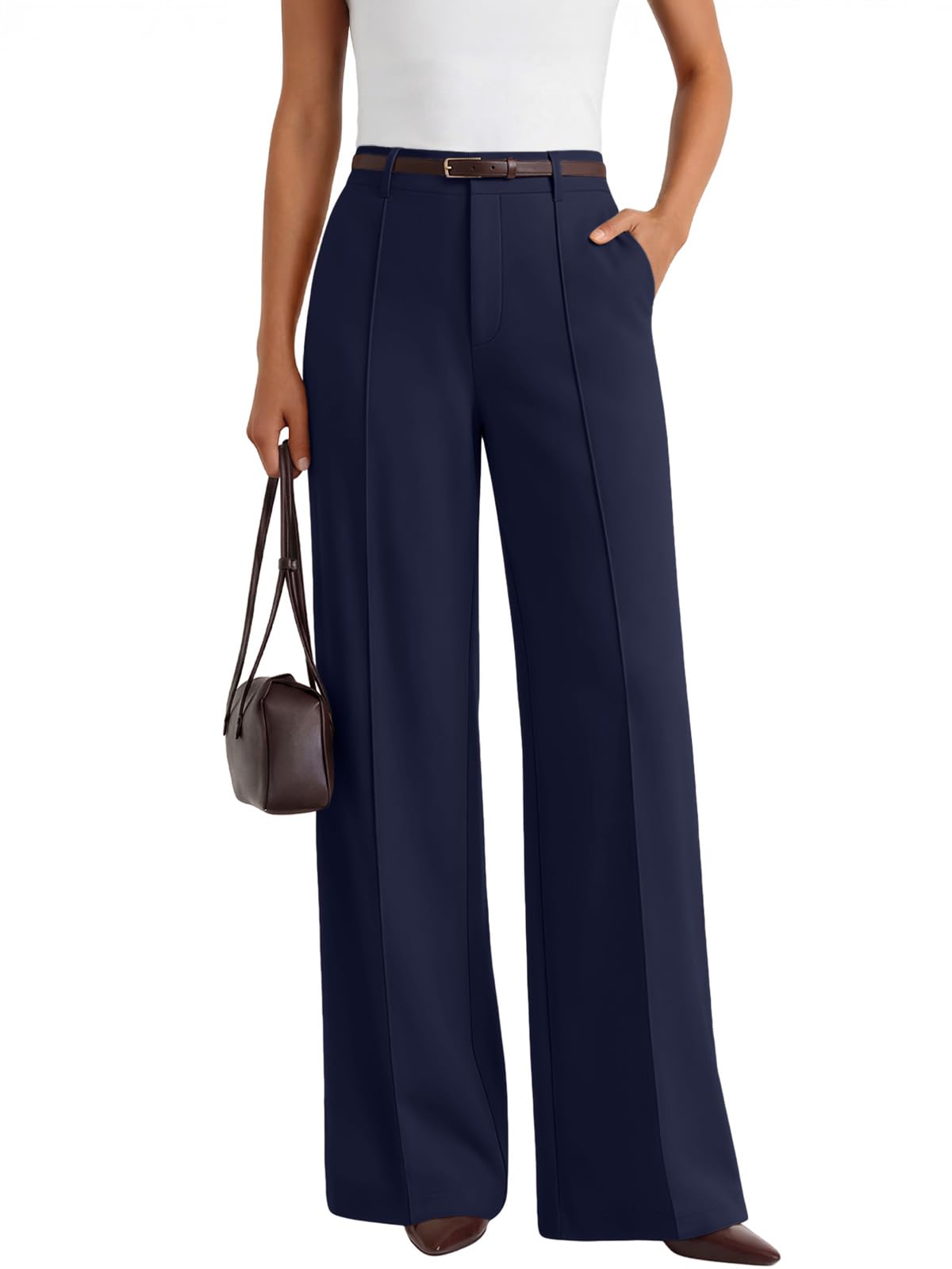 LILLUSORY High Waisted Front Seam Stretchy Dress Work Pants with Pockets
