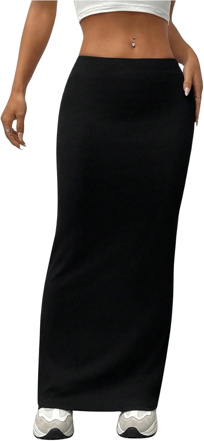 GORGLITTER Women's Trendy Pencil Long Maxi Skirts High Waisted Skirt