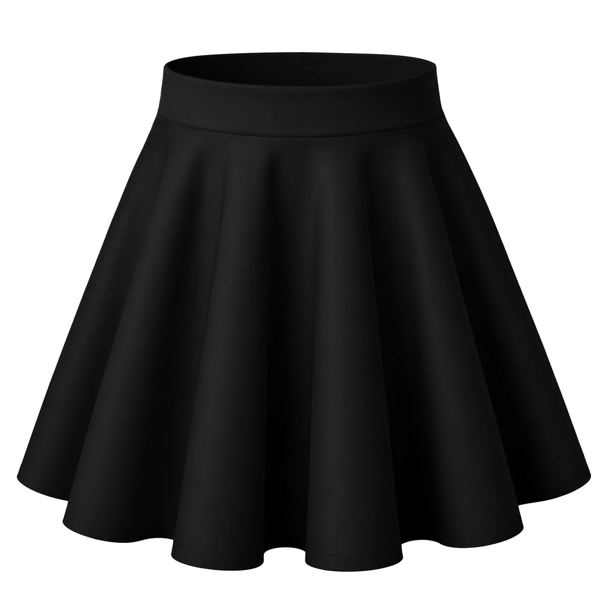 HOTOUCH Women's Skirt Casual Mini Skater Skirt Stretchy High Waist Flared Pleated A Line Basic Versatile Skirt