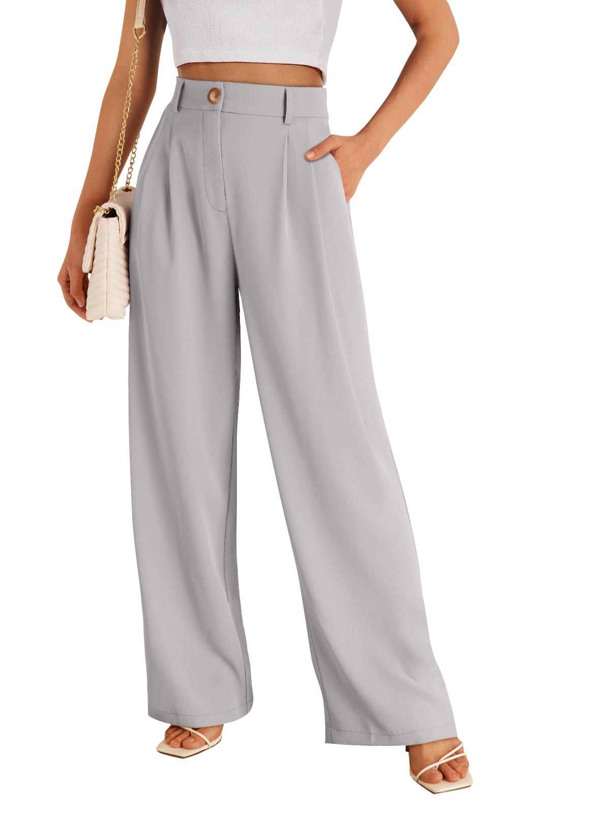 LILLUSORY Womens Wide Leg Dress Work Flowy Pants Business Casual Outfits