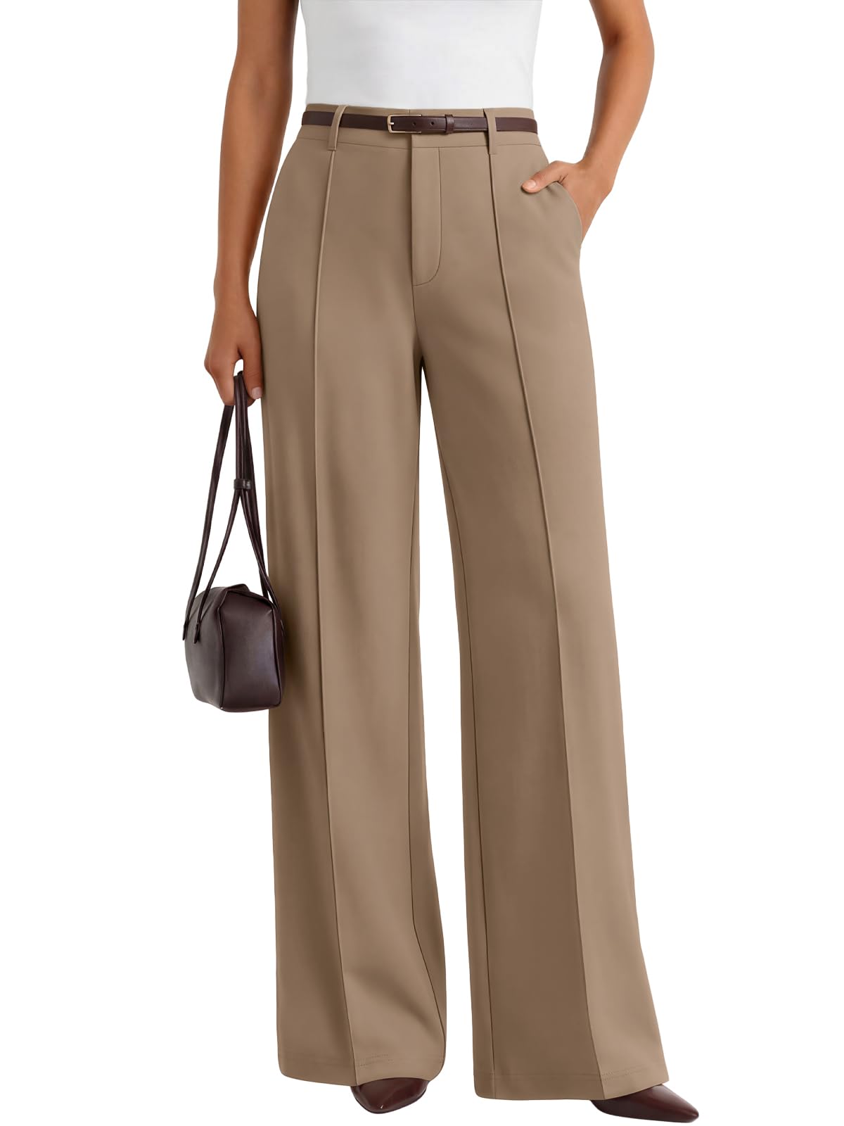 LILLUSORY High Waisted Front Seam Stretchy Dress Work Pants with Pockets