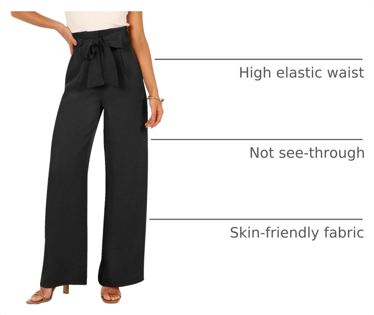 ANRABESS Womens Palazzo Wide Leg High Waisted Flowy Lounge Work Pants