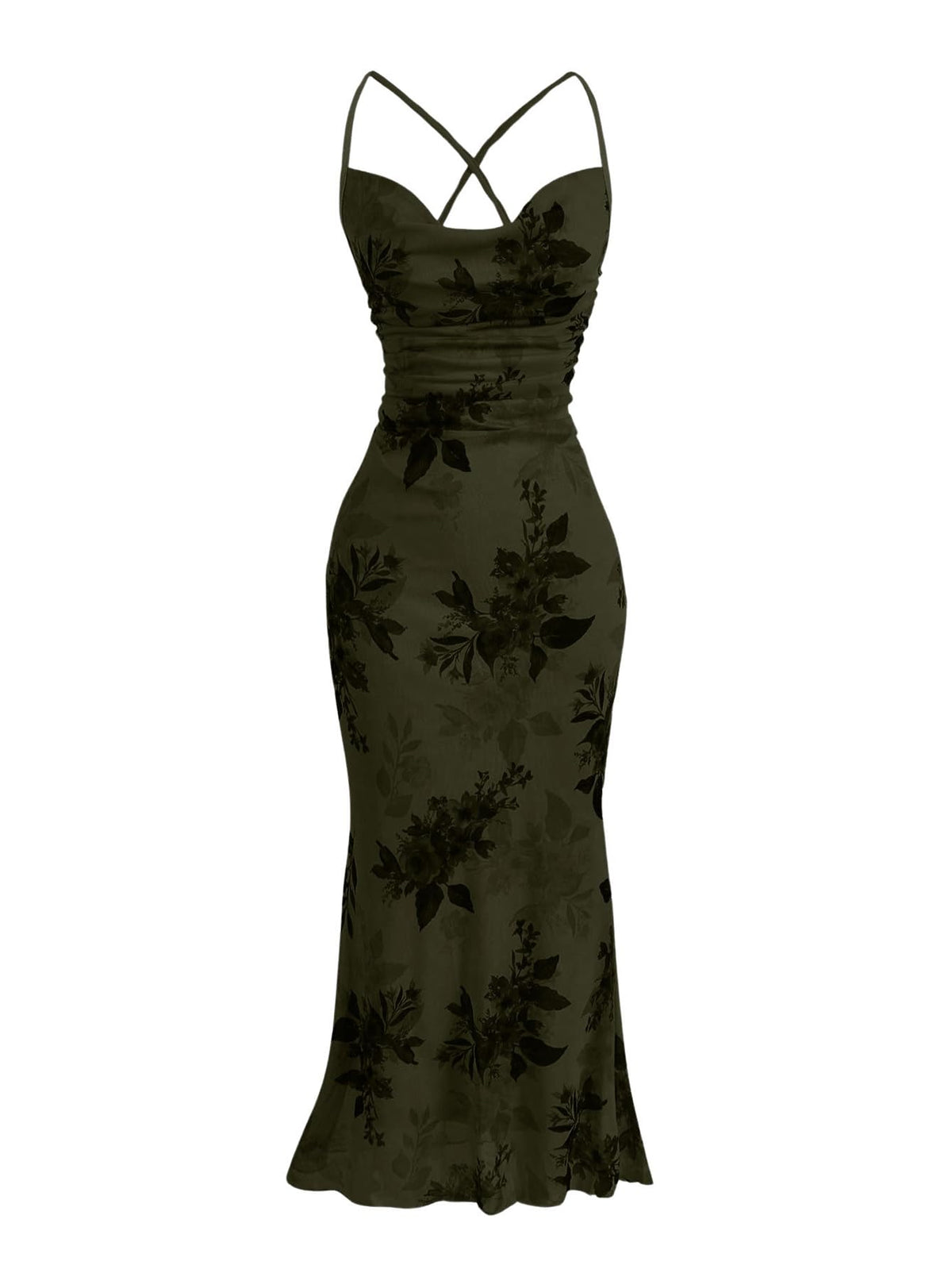 SOLY HUX Women's Floral Mesh Cami Dress Cocktail Wedding Guest Long Dresses