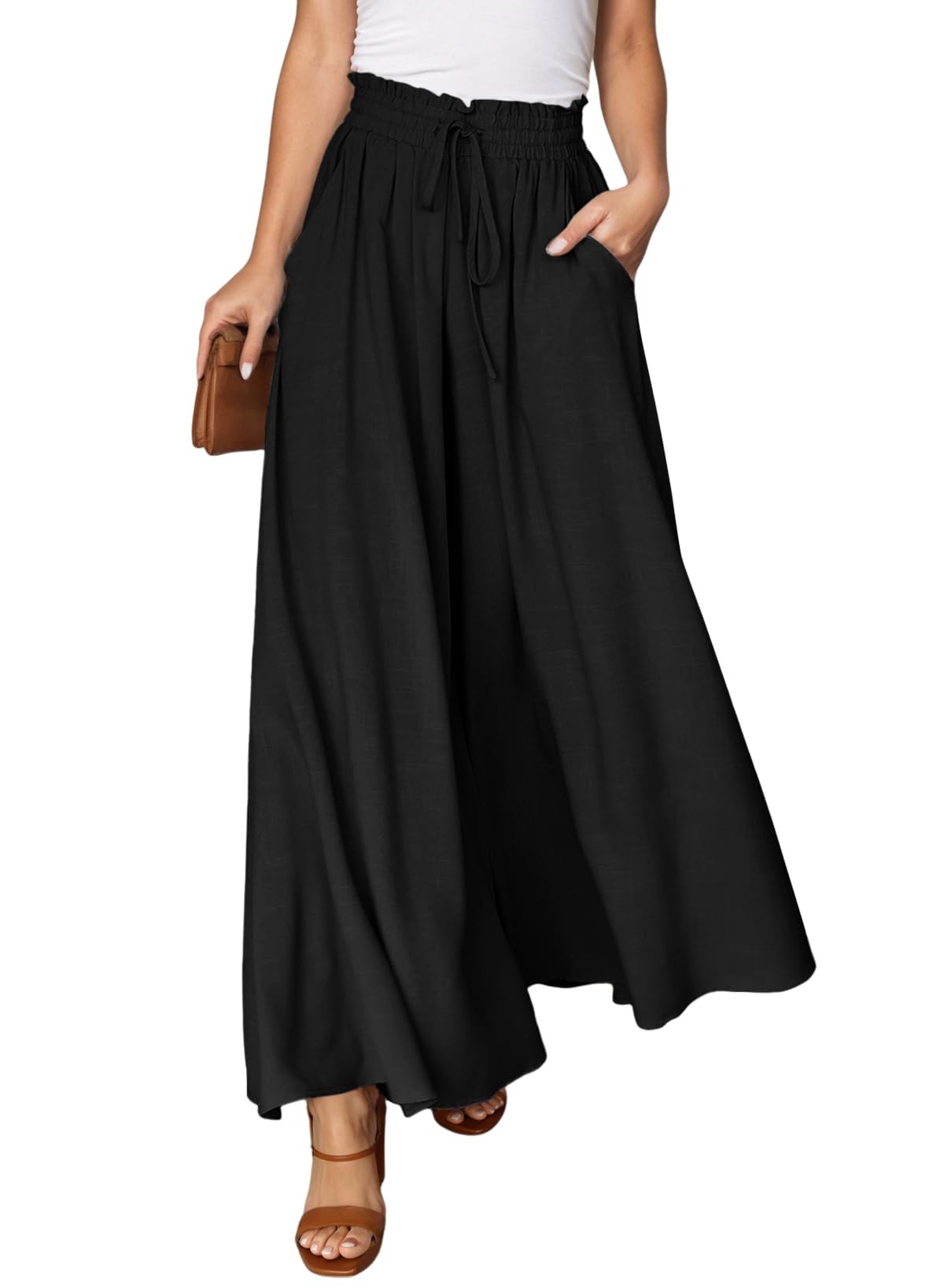 Dokotoo Wide Leg Pants for Women Casual Elastic Waist Drawstring Pants