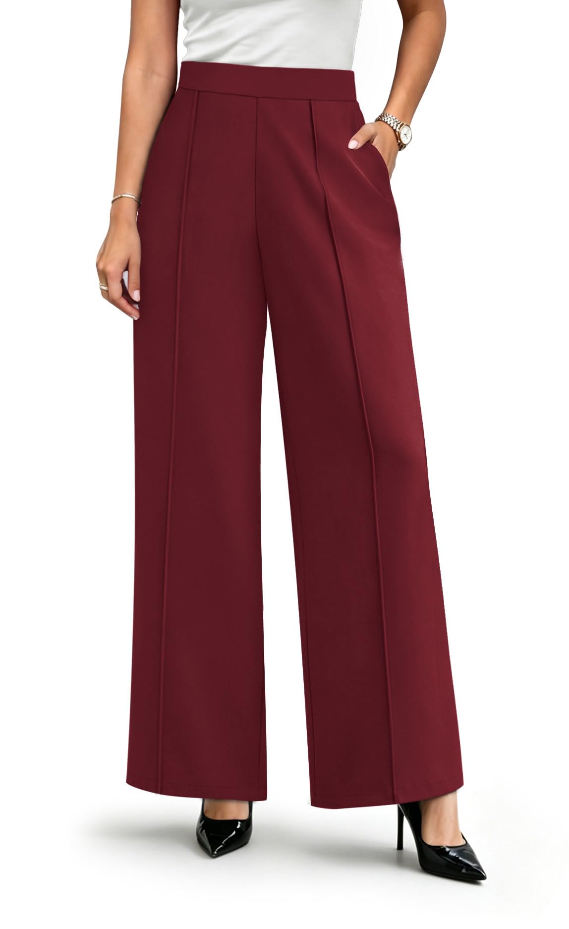 WIHOLL Wide Leg Dress Pants for Women Business Casual Outfits Work Slacks
